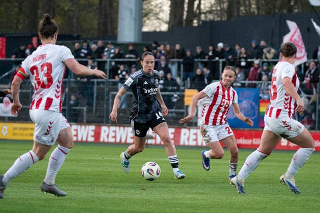 COLOGNE, GERMANY - MARCH 28: Géraldine Reuteler (14 Eintracht Frankfurt Frauen) during the Google Pixel Frauen-Bundesliga between 1. FC Köln and Eintracht Frankfurt at Franz-Kremer-Stadion on March 28, 2026 in Cologne, Germany. (Photo by Qianru Zhang Press Photo) Copyright: xQianruxZhang SPPx Sportspressphoto_SPR120131