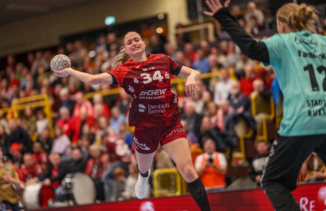 GER, Bensheim, HSG Bensheim Auerbach Flames vs Buxtehuder SV, Alsco Handball Bundesliga Frauen, Handball, DHB, Spielzeit 2025 2026, Weststadthalle Bensheim, 21. Spieltag im Bild: Mia Ziercke (HSG Bensheim Auerbach Flames Frauen 34) DFB DFL REGULATIONS PROHIBIT ANY USE OF PHOTOGRAPHS AS IMAGE SEQUENCES AND OR QUASI-VIDEO, 28.03.2026 Copyright: HMBxMedia HendrikxHamelau