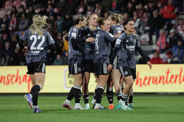 28.03.2026, xgrfx, Fussball Google Pixel Frauen-Bundesliga, 1.FC Köln - Eintracht Frankfurt v.l. Tor, Laura Freigang zum 1:1 (Eintracht Frankfurt) (DFL DFB REGULATIONS PROHIBIT ANY USE OF PHOTOGRAPHS as IMAGE SEQUENCES and or QUASI-VIDEO) Köln