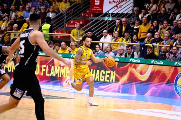 ProA - Phoenix Hagen vs. Giessen 46ers, Hagen, 28.03.2026, Ischelandhalle Hagen Marcus Henri Graves ( 0, Phoenix Hagen, PG) ; ProA - Phoenix Hagen vs. Giessen 46ers, Hagen, 28.03.2026, Ischelandhalle Hagen Copyright: xBEAUTIFULxSPORTS Piepenstockx
