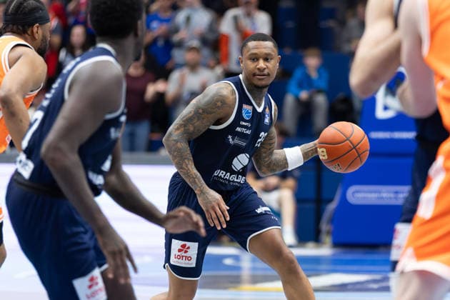 Charles Callison (MBC, 23), Syntainics MBC vs. Rasta Vechta, Basketball, 1. Bundesliga, Maenner, 26. Spieltag, Saison 2025 26, 28.03.2026. Weißenfels Stadthalle Sachsen-Anhalt Deutschland