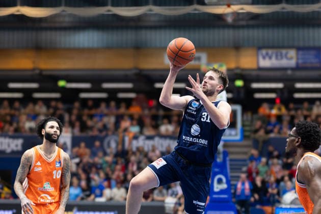Spencer Reaves (MBC, 31), Syntainics MBC vs. Rasta Vechta, Basketball, 1. Bundesliga, Maenner, 26. Spieltag, Saison 2025 26, 28.03.2026. Weißenfels Stadthalle Sachsen-Anhalt Deutschland