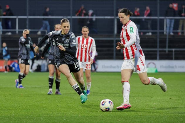 28.03.2026, xgrfx, Fussball Google Pixel Frauen-Bundesliga, 1.FC Köln - Eintracht Frankfurt v.l. Laura Freigang (Eintracht Frankfurt), Sara Agrez (1.FC Köln) (DFL DFB REGULATIONS PROHIBIT ANY USE OF PHOTOGRAPHS as IMAGE SEQUENCES and or QUASI-VIDEO) Köln