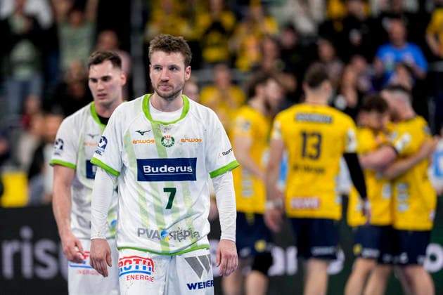 v.li.: Josip Simic (HSG, 10), Dominik Mappes (HSG, 7), Spieler der HSG Wetzlar, enttäuscht über die Niederlage, Enttäuschung nach dem Schlusspfiff, Highlight, Verlierer, verloren, Frustration, disappointed, pessimistisch, 28.03.2026, Mannheim (Deutschland), Handball, Bundesliga, Rhein-Neckar Löwen - HSG Wetzlar