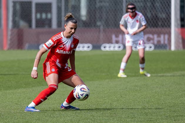Arianna Caruso (FC Bayern Muenchen Frauen, 27) GER, FC Bayern Muenchen Frauen vs. 1. FC Nuernberg, Fussball, Google Pixel Frauen-Bundesliga, 22. Spieltag, Saison 2025 2026, 28.03.2026. (DFL DFB REGULATIONS PROHIBIT ANY USE OF PHOTOGRAPHS as IMAGE SEQUENCES and or QUASI-VIDEO). GER, FC Bayern Muenchen Frauen vs. 1. FC Nuernberg, Fussball, Google Pixel Frauen-Bundesliga, 22. Spieltag, Saison 2025 2026, 28.03.2026. Muenchen Copyright: xEibner-Pressefoto HeikexFeinerx EP_HFR