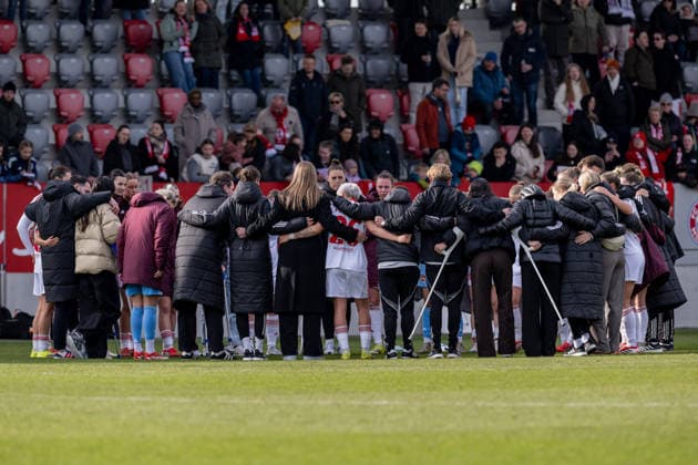 Die Nuernberginnen im Spielerkreis nach der Partie GER, FC Bayern Muenchen Frauen vs. 1. FC Nuernberg, Fussball, Google Pixel Frauen-Bundesliga, 22. Spieltag, Saison 2025 2026, 28.03.2026. (DFL DFB REGULATIONS PROHIBIT ANY USE OF PHOTOGRAPHS as IMAGE SEQUENCES and or QUASI-VIDEO). GER, FC Bayern Muenchen Frauen vs. 1. FC Nuernberg, Fussball, Google Pixel Frauen-Bundesliga, 22. Spieltag, Saison 2025 2026, 28.03.2026. Muenchen Copyright: xEibner-Pressefoto HeikexFeinerx EP_HFR