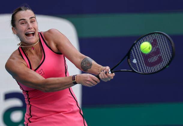 Sport Bilder des Tages Tennis 2026 Miami Open - Women s final Aryna Sabalenka of Belarusia in action against Coco Gauff of the USA during the Women s Final match at the 2026 Miami Open tennis tournament at the Hard Rock Stadium in Miami, Florida, USA, 28 March 2026. MIAMI FLORIDA United States  Copyright: xCRISTOBALxHERRERA-ULASHKEVICHx