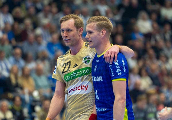 Marian Michalczik (TSV Hannover-Burgdorf) und Ellidi Vidarsson (VfL Gummersbach, 4) re. VfL Gummersbach - TSV Hannover-Burgdorf, Handball Daikin HBL Handball Bundesliga, 26. Spieltag, 28.03.2026 Copyright: HMBxMedia xMarcoxBader