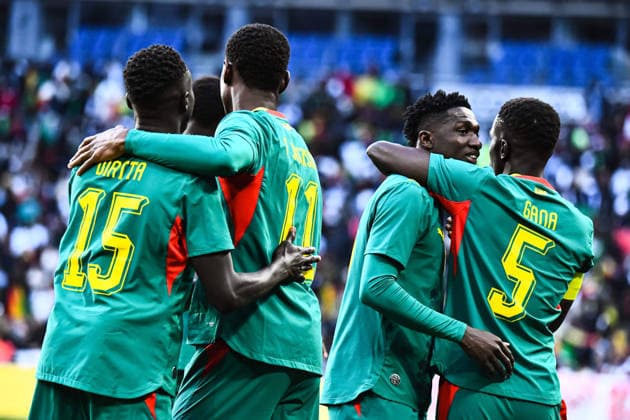FOOTBALL : Senegal vs Peru - Amical international - 28 03 2026 Joie des joueurs du Senegal aprÃ s le but de Ismaila Sarr (Senegal) Saint DenisFrance  Copyright: xBaptistexAutissierx