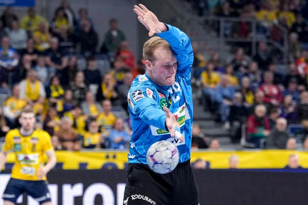 David Späth (Torwart, RNL, 29), Einzelbild, Einzelfoto, Aktion, Action, 28.03.2026, Mannheim (Deutschland), Handball, Bundesliga, Rhein-Neckar Löwen - HSG Wetzlar