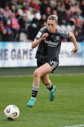 28.03.2026, xophax, Fussball , Frauen Bundesliga Google Pixel Frauen - Bundesliga 25 26. 1.FC Köln gegen Eintracht Frankfurt Laura Freigang ( Eintracht Frankfurt ) (DFL DFB REGULATIONS PROHIBIT ANY USE OF PHOTOGRAPHS as IMAGE SEQUENCES and or QUASI-VIDEO) Koeln