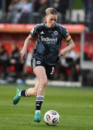 28.03.2026, xophax, Fussball , Frauen Bundesliga Google Pixel Frauen - Bundesliga 25 26. 1.FC Köln gegen Eintracht Frankfurt Laura Freigang ( Eintracht Frankfurt ) (DFL DFB REGULATIONS PROHIBIT ANY USE OF PHOTOGRAPHS as IMAGE SEQUENCES and or QUASI-VIDEO) Koeln
