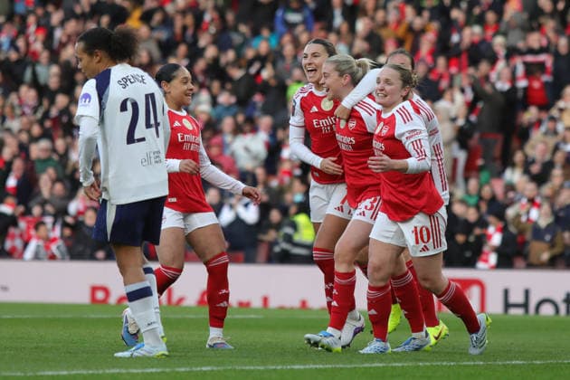 Goal celebration for Alessia Russo of Arsenal Women as she celebrates her first goal during the Barclays Women s Super League match between Arsenal Women and Tottenham Hotspur Women at Emirates Stadium, London, England on 28 March 2026. Copyright: xJoshuaxSmithx 40980179