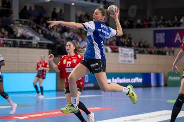 Handball Bundesliga Frauen,HBF, Saison 2025 2026 SV Union Halle-Neustadt vs.HSG Blomberg-Lippe Halle, Deutschland 28.Maerz 2026: Im Bild:Ona Vegue (Blomberg) Halle Saale SWH Arena Sachsen-Anhalt Deutschland