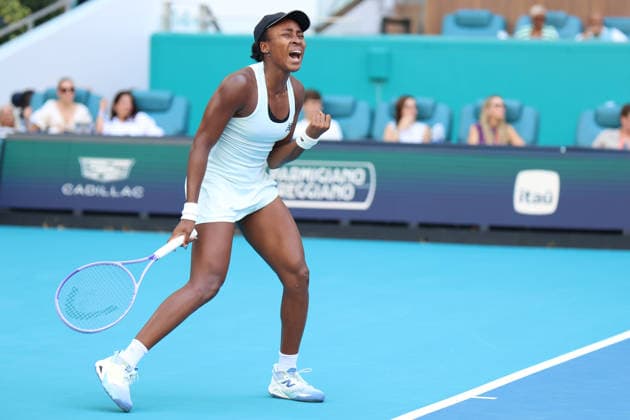 March 28, 2026, Miami Gardens, Florida, USA: COCO GAUFF (USA) reacts during her women s singles finals match against ARYNA SABALENKA, at the Miami Open at Hard Rock Stadium in Miami Gardens, Florida. ARYNA SABALENKA won the womenÃ¢â‚¬â ¢s singles title after defeating COCO GAUFF (USA) 6:2, 4:6, 6:3. Tennis 2026: Miami Open WomenÃ¢â‚¬â ¢S Singles Finals: Sablenka 6:2, 4:6, 6:3 Gauff  - ZUMAv151 20260328_zsp_v151_030 Copyright: xLorenzoxVasquezx