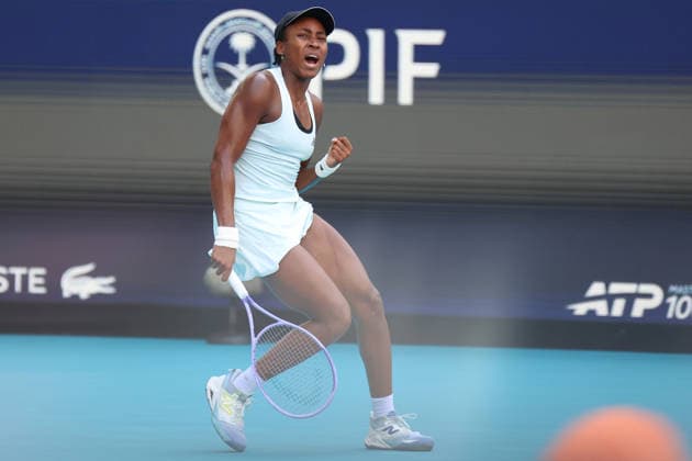 March 28, 2026, Miami Gardens, Florida, USA: COCO GAUFF (USA) reacts during her women s singles finals match against ARYNA SABALENKA, at the Miami Open at Hard Rock Stadium in Miami Gardens, Florida. ARYNA SABALENKA won the womenÃ¢â‚¬â ¢s singles title after defeating COCO GAUFF (USA) 6:2, 4:6, 6:3. Tennis 2026: Miami Open WomenÃ¢â‚¬â ¢S Singles Finals: Sablenka 6:2, 4:6, 6:3 Gauff  - ZUMAv151 20260328_zsp_v151_034 Copyright: xLorenzoxVasquezx