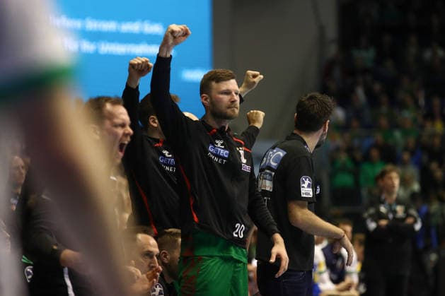 28.03.2026, xtgx, Handball, Daikin HBL, SC Magdeburg - Füchse Berlin v.l. Philipp Weber (Magdeburg, 20) Jubel, Torjubel, jubelt ueber das Tor, celebrate the goal, celebration Magdeburg