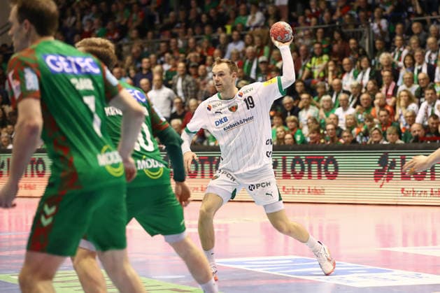 28.03.2026, xtgx, Handball, Daikin HBL, SC Magdeburg - Füchse Berlin v.l. Mathias Gidsel (Berlin, 19) Magdeburg