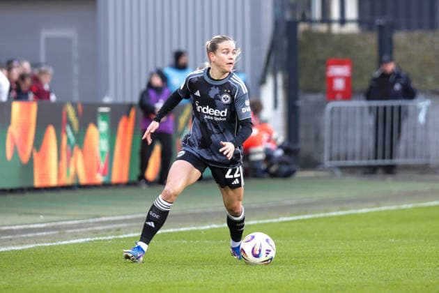 28.03.2026, xgrfx, Fussball Google Pixel Frauen-Bundesliga, 1.FC Köln - Eintracht Frankfurt v.l. Nadine Riesen (Eintracht Frankfurt) (DFL DFB REGULATIONS PROHIBIT ANY USE OF PHOTOGRAPHS as IMAGE SEQUENCES and or QUASI-VIDEO) Köln