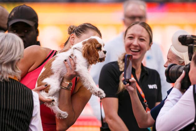 Miami Open Presented by Itau 2026 - March 27 Miami, Florida - March 27: Aryna Sabalenka celebrates with trophy after winning the Women™s Singles Final during the Women™s Singles Final match between Aryna Sabalenka and Coco Gauff of USA on day 12 of the Miami Open at Hard Rock Stadium on March 27, 2026 in Miami, Florida, United States. Copyright: xLatinxSportxImagesx