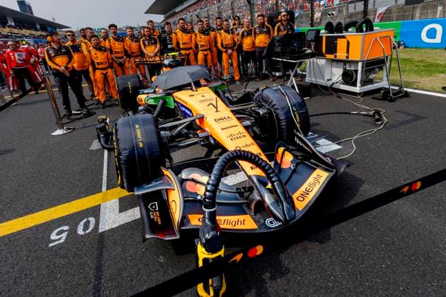 SUZUKA - McLaren team during the national anthem during the Formula 1 Japan Suzuka race at the Suzuka Formula 1 circuit on March 29, 2025 in Suzuka, Japan. (Photo by DeFodi Images) -