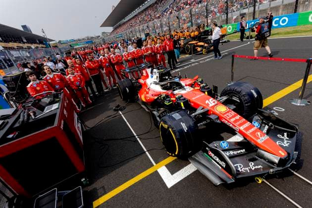 SUZUKA - Team Ferrari during the national anthem at the Formula 1 Japan Suzuka race at the Suzuka Formula 1 circuit on March 29, 2025 in Suzuka, Japan. (Photo by DeFodi Images) -