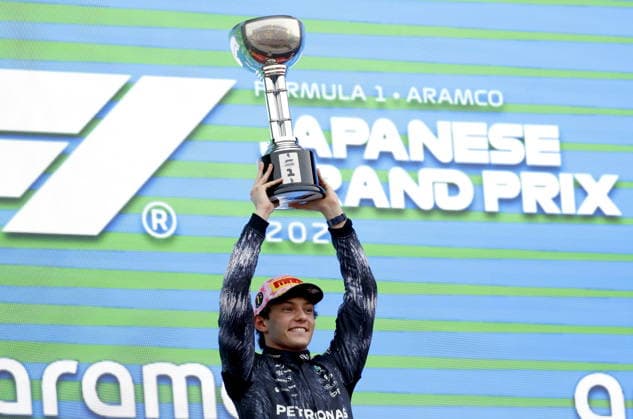 Formula One Japanese Grand Prix - Race Mercedes driver Andrea Kimi Antonelli of Italy celebrates on the podium after winning the Formula 1 Japanese Grand Prix at the Suzuka International Racing Course racetrack in Suzuka, Japan, 29 March 2026. SUZUKA Japan  Copyright: xFRANCKxROBICHONx