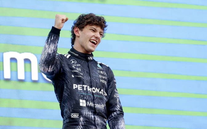 Formula One Japanese Grand Prix - Race Mercedes driver Andrea Kimi Antonelli of Italy celebrates on the podium after winning the Formula 1 Japanese Grand Prix at the Suzuka International Racing Course racetrack in Suzuka, Japan, 29 March 2026. SUZUKA Japan  Copyright: xFRANCKxROBICHONx