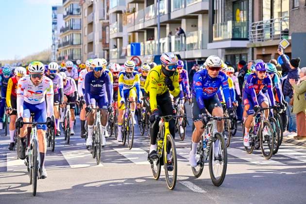 In Flanders Fields From Middelkerke to Wevelgem 2026 Cycling Race WEVELGEM, BELGIUM - MARCH 29 : Van Aert Wout (BEL) of Team Visma Lease a Bike, Philipsen Jasper (BEL) of Alpecin Premier Tech during the 88th edition of In Flanders Fields From Middelkerke to Wevelgem an UCI World Tour 1.UWT one day cycling road race for Men Elite of 240 km with start in Middelkerke and finish in Wevelgem on March 29, 2026 in Wevelgem, Belgium, 29 03 2026 ( Motordriver Guy De Vuyst - Wevelgem Belgium  Copyright: xJanxDexMeuleneirx