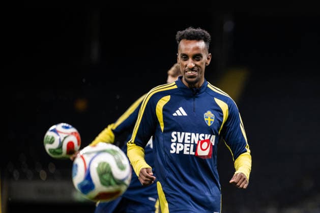 260329 Taha Ali of the Swedish national football team at a training session on March 29, 2026 in Stockholm. Photo: Johanna Säll BILDBYRAN kod JL JL0610 fotboll football soccer fotball vm-kval kval FIFA World Cup, WM, Weltmeisterschaft, Fussball qualifier qualifier träning practice training sverige sweden sverige a bbeng Copyright: JOHANNAxSÄLL BB260329BB636