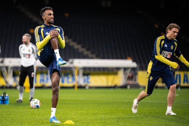 260329 Taha Ali of the Swedish national football team at a training session on March 29, 2026 in Stockholm. Photo: Johanna Säll BILDBYRAN kod JL JL0610 fotboll football soccer fotball vm-kval kval FIFA World Cup, WM, Weltmeisterschaft, Fussball qualifier qualifier träning practice training sverige sweden sverige a bbeng Copyright: JOHANNAxSÄLL BB260329BB661