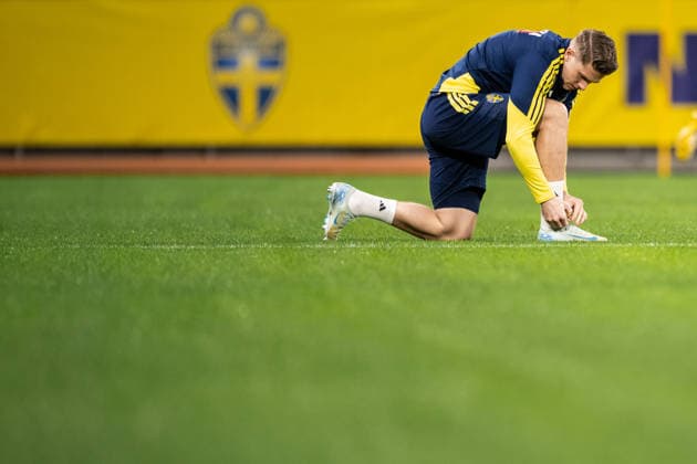 260329 Viktor Gyökeres of the Swedish national football team at a training session on March 29, 2026 in Stockholm. Photo: Johanna Säll BILDBYRAN kod JL JL0610 fotboll football soccer fotball vm-kval kval FIFA World Cup, WM, Weltmeisterschaft, Fussball qualifier qualifier träning practice training sverige sweden sverige a bbeng Copyright: JOHANNAxSÄLL BB260329BB671