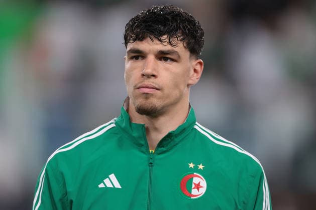 Genoa, Italy, 27th March 2026. Melvin Mastil of Algeria looks on during the line up prior to kick off in the Algeria vs Guatemala International Friendly, Länderspiel, Nationalmannschaft match at Luigi Ferraris, Genoa. Picture credit should read: Jonathan Moscrop Sportimage EDITORIAL USE ONLY. No use with unauthorised audio, video, data, fixture lists, club league logos or live services. Online in-match use limited to 120 images, no video emulation. No use in betting, games or single club league player publications. SPI_033_JM_ALGERIA_GUATEMALA SPI-4624-0033