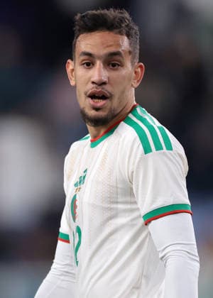 Genoa, Italy, 27th March 2026. Ahmed Nadhir Benbouali of Algeria reacts after scoring to give the side a 7-0 lead during the Algeria vs Guatemala International Friendly, Länderspiel, Nationalmannschaft match at Luigi Ferraris, Genoa. Picture credit should read: Jonathan Moscrop Sportimage EDITORIAL USE ONLY. No use with unauthorised audio, video, data, fixture lists, club league logos or live services. Online in-match use limited to 120 images, no video emulation. No use in betting, games or single club league player publications. SPI_138_JM_ALGERIA_GUATEMALA SPI-4624-0138