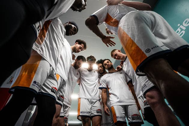 29.03.2026, xhfmx, Basketball easyCredit BBL Bundesliga, Frankfurt Skyliners - Rostock Seawolves Rostock Seawolves Teamkreis (DFL DFB REGULATIONS PROHIBIT ANY USE OF PHOTOGRAPHS as IMAGE SEQUENCES and or QUASI-VIDEO) Frankfurt am Main