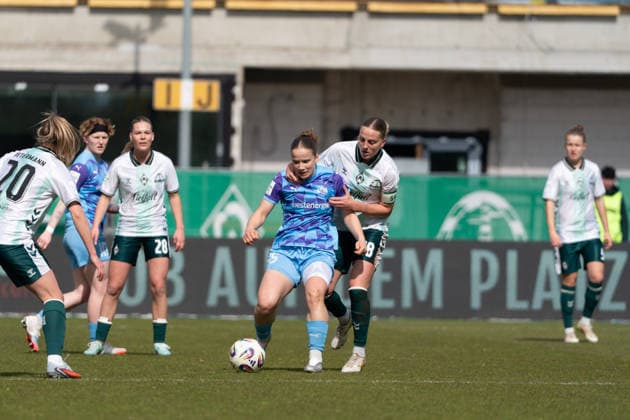 BREMEN, GERMANY - MARCH 29: during the Google Pixel Frauen-Bundesliga between SV Werder Bremen and SGS Essen at Weserstadion Platz 11 on March 29, 2026 in Bremen, Germany. (Photo by Qianru Zhang Press Photo) Copyright: xQianruxZhang SPPx Sportspressphoto_SPR120893