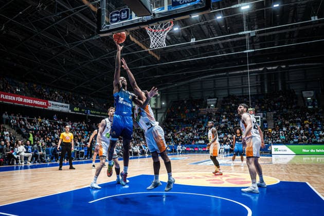 29.03.2026, xhfmx, Basketball easyCredit BBL Bundesliga, Frankfurt Skyliners - Rostock Seawolves v.l. William Christmas (Skyliners Frankfurt) (DFL DFB REGULATIONS PROHIBIT ANY USE OF PHOTOGRAPHS as IMAGE SEQUENCES and or QUASI-VIDEO) Frankfurt am Main
