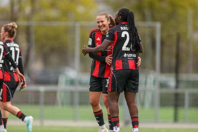 GER, Frankfurt, Eintracht Frankfurt II vs FC Ingolstadt, 2. Frauen Bundesliga, Fussball, DFB, Spielzeit 2025 2026, Stadion am Brentanobad, 21. Spieltag im Bild: Marie Kleemann (Eintracht Frankfurt 17) erzielt das 1:0, Tor, Jubel, Freude und Emotionen nach dem Tor, Carlotta Schwoerer (Eintracht Frankfurt II 18), Mira Arouna (Eintracht Frankfurt II 28) DFB DFL REGULATIONS PROHIBIT ANY USE OF PHOTOGRAPHS AS IMAGE SEQUENCES AND OR QUASI-VIDEO, 29.03.2026 Copyright: HMBxMedia HendrikxHamelau
