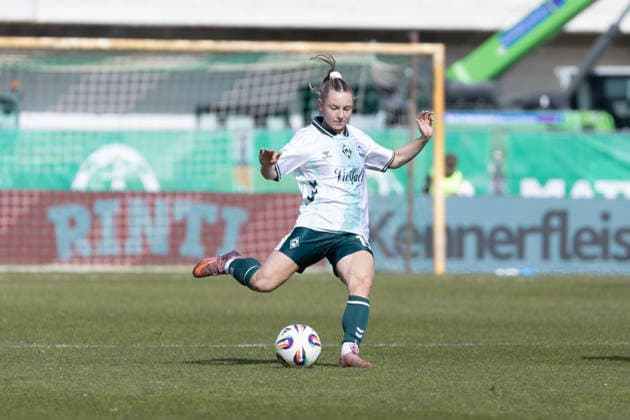 Deutschland: Fußball Google Pixel Frauen- Bundesliga 2025 26, 22. Spieltag - SV Werder Bremen vs SGS Essen - Weserstadion Platz 11 (Bremen): Michelle Weiß (SV Werder Bremen, 15) Copyright: xAylinxKreutzsteinx