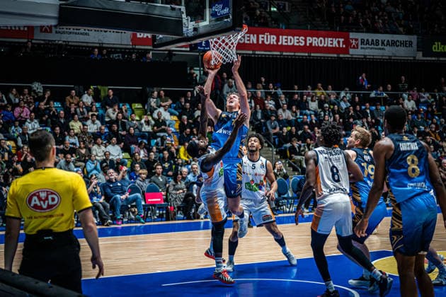 29.03.2026, xhfmx, Basketball easyCredit BBL Bundesliga, Frankfurt Skyliners - Rostock Seawolves Jacob Holt (Skyliners Frankfurt) (DFL DFB REGULATIONS PROHIBIT ANY USE OF PHOTOGRAPHS as IMAGE SEQUENCES and or QUASI-VIDEO) Frankfurt am Main