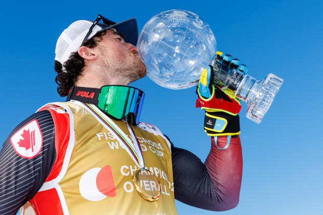 SKI CROSS - FIS SX WC Gaellivare GAELLIVARE,SWEDEN,29.MAR.26 - SKI CROSS - FIS World Cup, ladies, men. Image shows the rejoicing of Reece Howden (CAN). Keywords: crystal globe.  GEPAxpictures xMaticxKlansek
