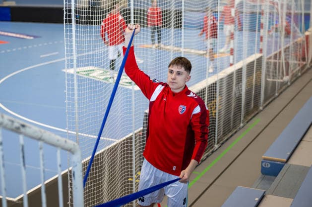 Alen Hadzimuhamedovic (SG BBM Bietigheim, 08) beim Aufwaermen. TuSEM Essen vs. SG BBM Bietigheim, Handball, 2. HBL, 25. Spieltag, Saison 2025 2026, 29.03.2026 TuSEM Essen vs. SG BBM Bietigheim, Handball, 2. HBL, 25. Spieltag, Saison 2025 2026, 29.03.2026 Essen Copyright: xEibner-Pressefoto ThomasxHaeslerx EP_THR