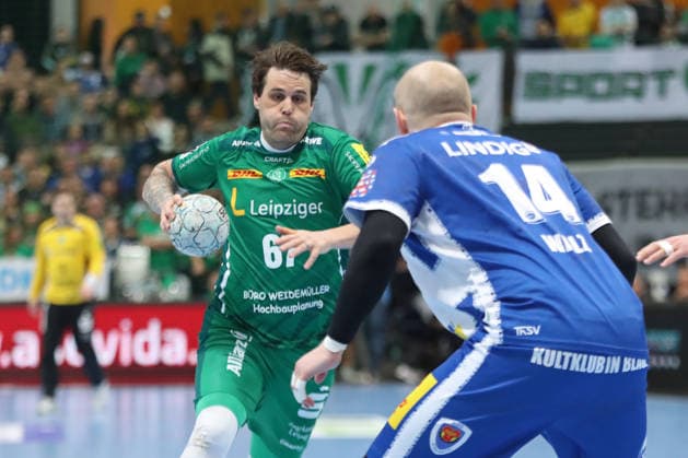 Handball DAIKIN HBL, SC DHfK Leipzig - ThSV Eisenach; 29.03.2026 Dean Bombac (67, SC DHfK Leipzig) im Anmarsch. Handball, DAIKIN HBL, 1. Bundesliga, Saison 2025 2026, 26. Spieltag: SC DHfK Leipzig vs. ThSV Eisenach am 29.03.2026 in der Quarterback Immobilien Arena Leipzig. Copyright: xBEAUTIFULxSPORTS JanxKaeferx