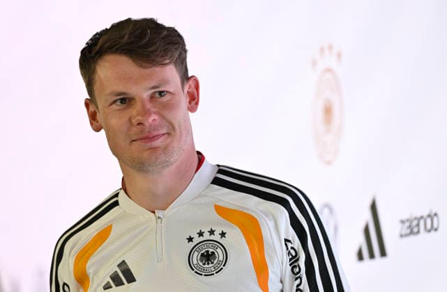 Torwart Alexander Nuebel GER (12) Portrait Pressekonferenz iam 29.03.2026 m Vorfeld des DFB Laenderspiel Deutschland GER vs Ghana GHA Freundschatsspiel Testspiel am 30.03.2026 DFL REGULATIONS PROHIBIT ANY USE OF PHOTOGRAPHS AS IMAGE SEQUENCES AND OR QUASI-VIDEO DFB Laenderspiel Deutschland GER vs Ghana GHA