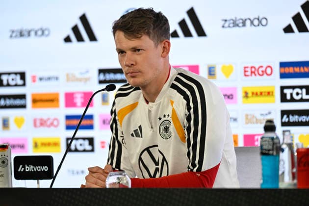 Torwart Alexander Nuebel GER (12) Portrait Pressekonferenz iam 29.03.2026 m Vorfeld des DFB Laenderspiel Deutschland GER vs Ghana GHA Freundschatsspiel Testspiel am 30.03.2026 DFL REGULATIONS PROHIBIT ANY USE OF PHOTOGRAPHS AS IMAGE SEQUENCES AND OR QUASI-VIDEO DFB Laenderspiel Deutschland GER vs Ghana GHA