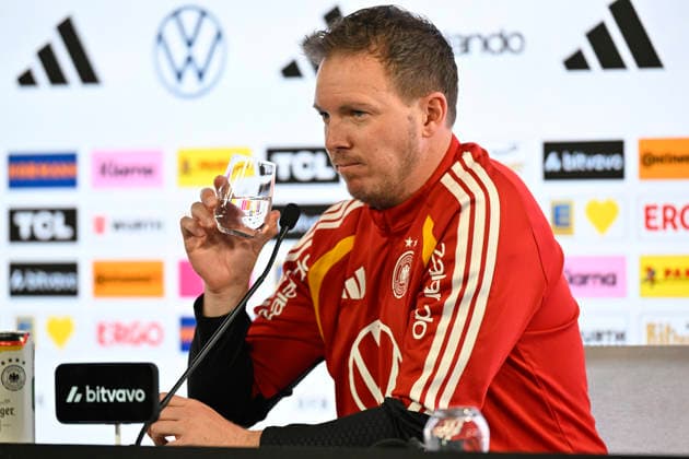 Bundestrainer Trainer Coach Julian Nagelsmann GER Portrait trinkt Pressekonferenz iam 29.03.2026 m Vorfeld des DFB Laenderspiel Deutschland GER vs Ghana GHA Freundschatsspiel Testspiel am 30.03.2026 DFL REGULATIONS PROHIBIT ANY USE OF PHOTOGRAPHS AS IMAGE SEQUENCES AND OR QUASI-VIDEO DFB Laenderspiel Deutschland GER vs Ghana GHA