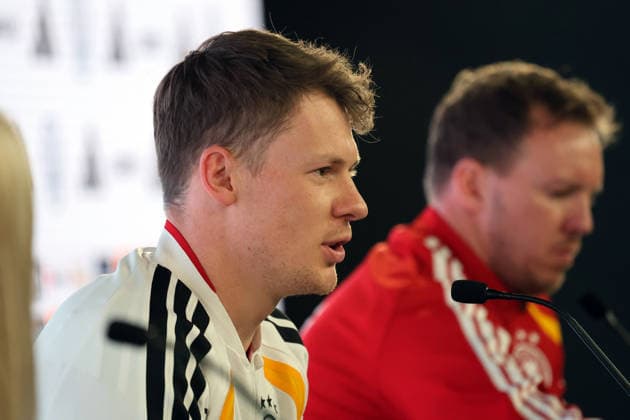29.03.26 DFB Pressekonferenz Deutschland, Stuttgart, 29.03.2026, Fussball, Nationalmannschaft; 2026, DFB Deutschland, PK Pressekonferenz: v.l. Alexander Nübel, Julian Nagelsmann (Trainer).