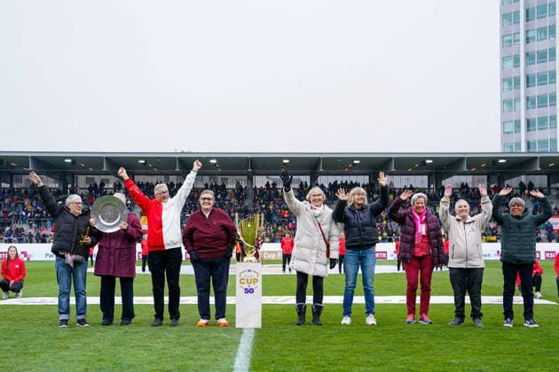 Switzerland: AXA Womens Cup Final 2025 26, BSC YB Frauen vs Servette FC Chenois Feminin - Schützenwiese, Winterthur: Team Sion, first Cup winner 50 years ago Copyright: xDanielaxPorcellix