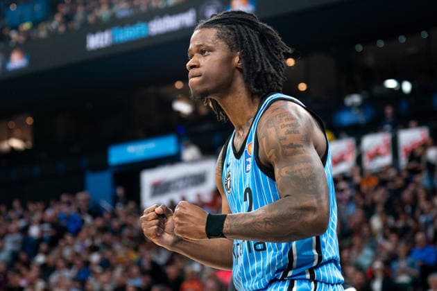 Leonard Thorpe Jr. (Veolia Towers Hamburg, 02) jubelt Jubel, GER, Veolia Towers Hamburg vs FC Bayern Muenchen Basketball, Basketball, Bundesliga, Spieltag 22, Saison 2025 2026, 29.03.2026 GER, Veolia Towers Hamburg vs FC Bayern Muenchen Basketball, Basketball, Bundesliga, Spieltag 22, Saison 2025 2026, 29.03.2026 Hamburg Copyright: xEibner-Pressefoto MaxxVincenx EP_MVN