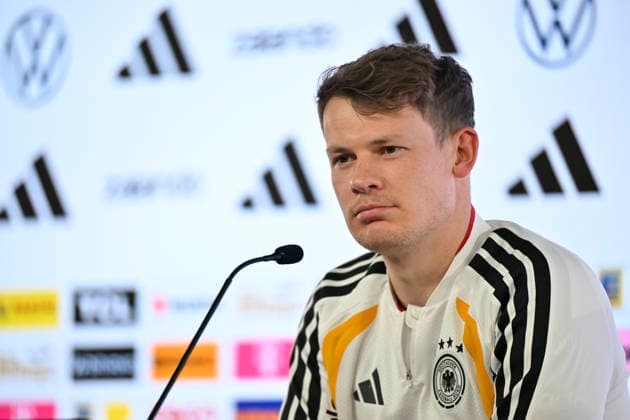 Torwart Alexander Nuebel GER (12) Portrait Pressekonferenz iam 29.03.2026 m Vorfeld des DFB Laenderspiel Deutschland GER vs Ghana GHA Freundschatsspiel Testspiel am 30.03.2026 DFL REGULATIONS PROHIBIT ANY USE OF PHOTOGRAPHS AS IMAGE SEQUENCES AND OR QUASI-VIDEO DFB Laenderspiel Deutschland GER vs Ghana GHA